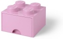 LEGO 40051738 - Pojemnik klocek 4 z szufladą - Jasno różowy 25 cm