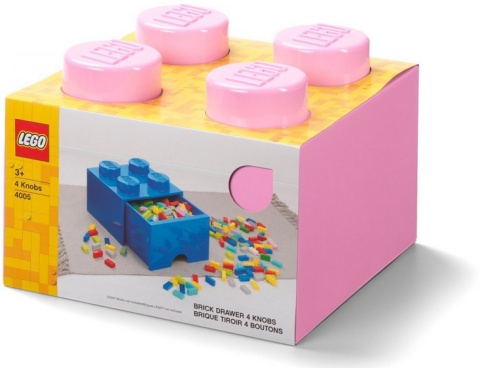 LEGO 40051738 - Pojemnik klocek 4 z szufladą - Jasno różowy 25 cm