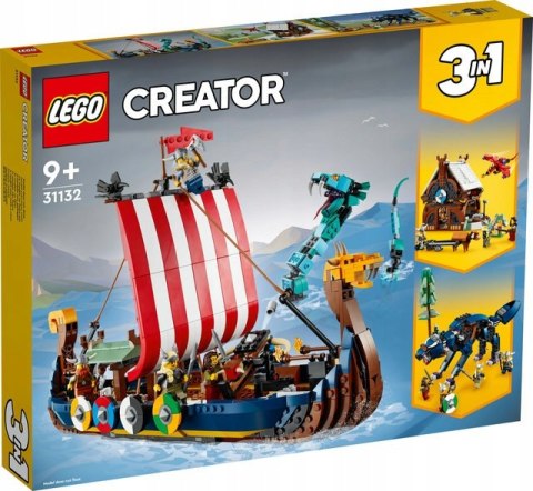 LEGO 31132 Creator 3w1 - Statek wikingów i wąż z Midgardu