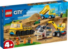 LEGO 60391 City - Ciężarówki i dźwig z kulą wyburzeniową