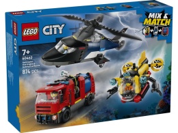 LEGO 60462 City - Zestaw z helikopterem, wozem strażackim i łodzią podwodną