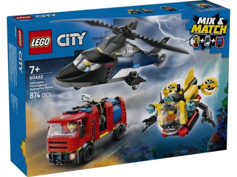 LEGO 60462 City - Zestaw z helikopterem, wozem strażackim i łodzią podwodną LEGO 60462 City - Zestaw z helikopterem, wozem strażackim i łodzią podwodną