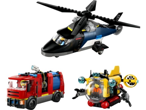 LEGO 60462 City - Zestaw z helikopterem, wozem strażackim i łodzią podwodną LEGO 60462 City - Zestaw z helikopterem, wozem strażackim i łodzią podwodną