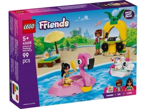 LEGO 42658 Friends - Impreza na basenie z jednorożcem i flamingiem