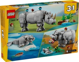 LEGO 31171 Creator 3w1 - Dzikie zwierzęta: dumny nosorożec z ptakami