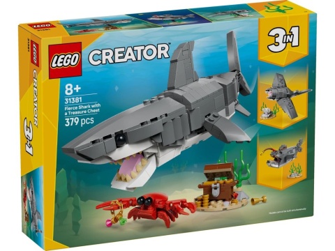 LEGO 31381 Creator 3w1 - Groźny rekin i skrzynia ze skarbem